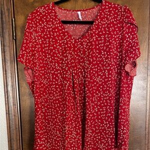 Women's Red Printed Blouse - 2XL